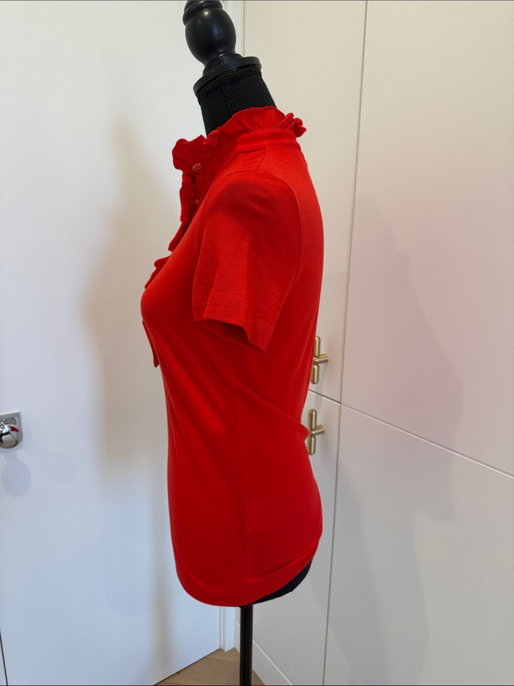 Red Ruffle-Trim Short Sleeve Top - Picture 2 of 7